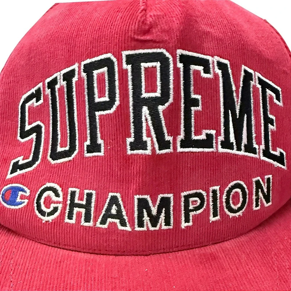 Supreme Champion Corduroy 5 Panel Red Snapback Hat Made in USA Season SS17